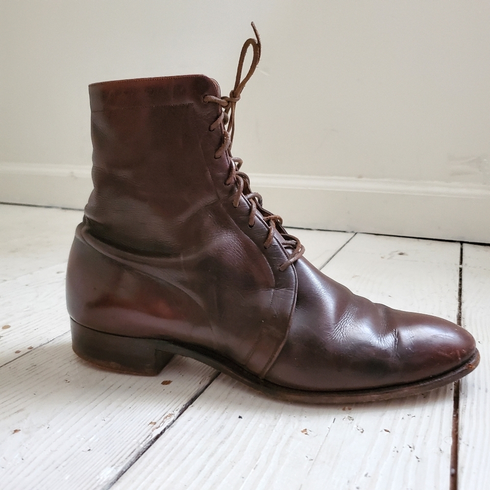 1940s Vintage Abercrombie & Fitch Co New York Leather Lace Up Booties